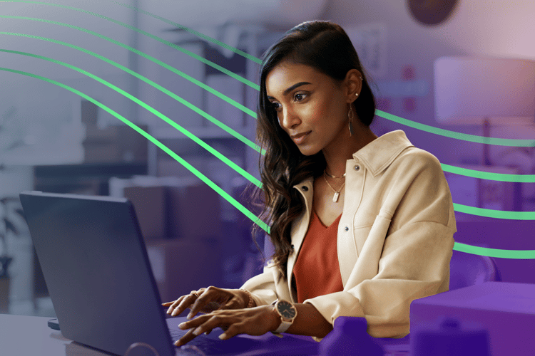 Woman working on laptop