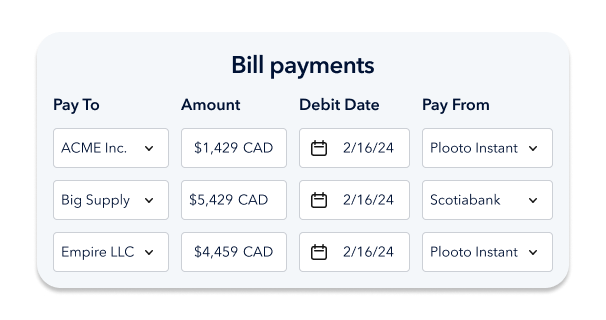 Bill payments app component