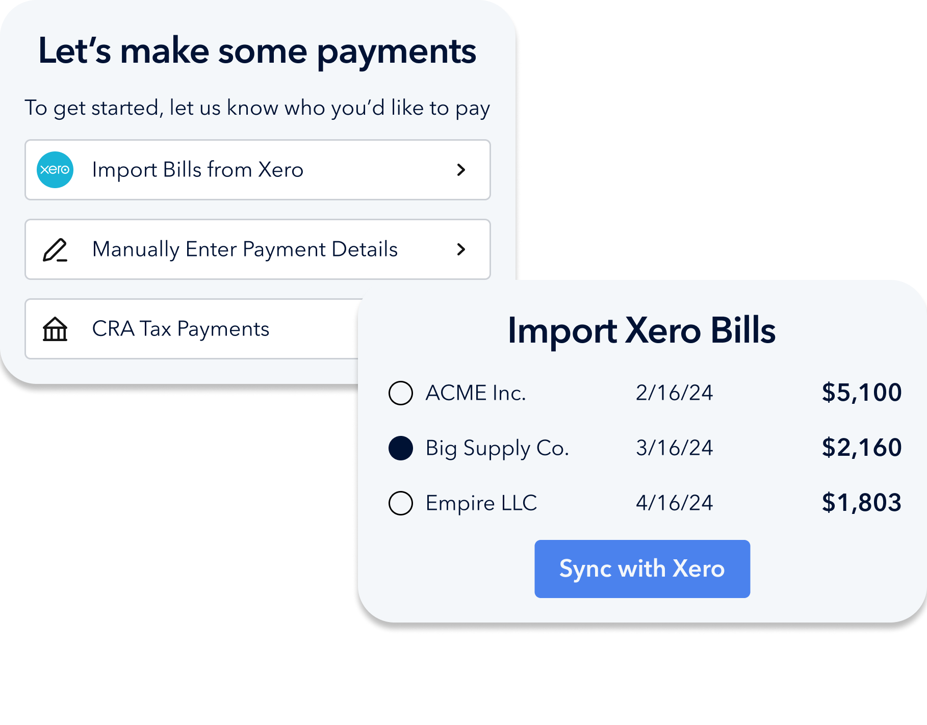 Image showing app components for Xero integration